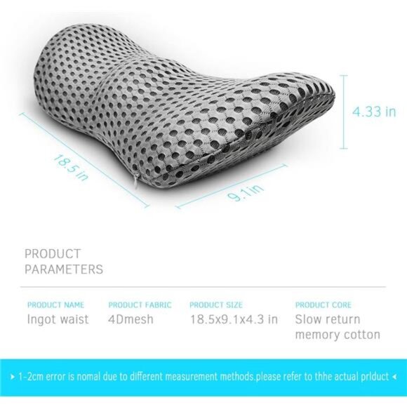 Lumbar Support Pillow - Memory Foam for Low Back Pain Relief, Ergonomic - Picture 4 of 14